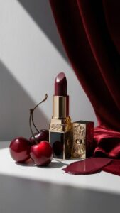 Luxury Cherry Lipstick – AI Beauty Advertising Visual